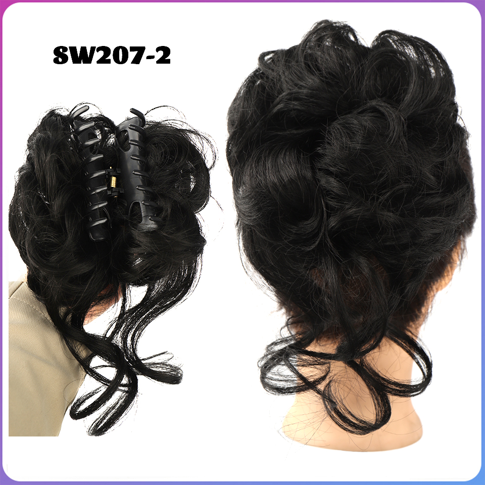 LM chaotisch lockig kurz Kunsthaarverlängerung Chignon Krapfen Rolle Brötchen Perücke Klaue Clip in Haarteil für Frauen