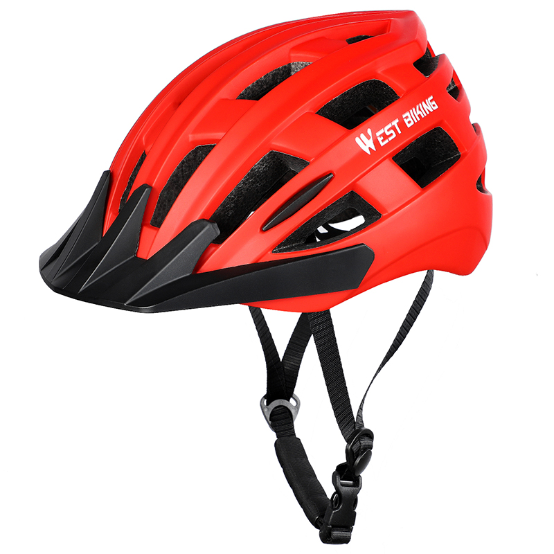 Casco de ciclismo WEST BIKING, casco de seguridad ajustable ultraligero MTB, bicicleta de montaña, bicicleta eléctrica, casco de hombre y mujer: Red / L 57-61cm