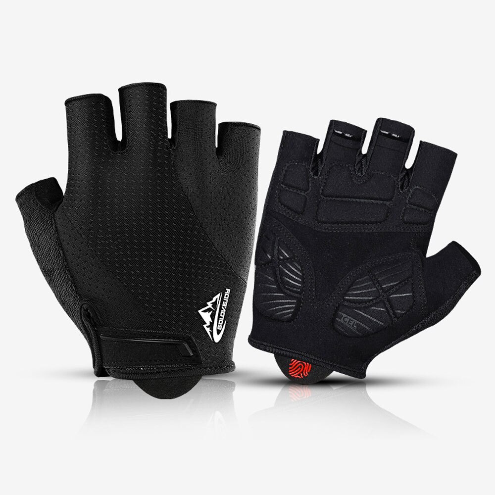 Fiets sport handschoenen heren halve vinger fiets handschoenen -slip -zweet gel fiets handschoen schok mtb anti-schok fiets sport handschoenen: Glo 017 zwart / M