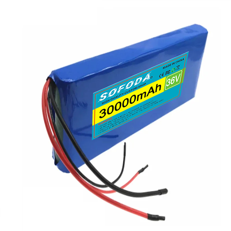 36V 10S1P 30000mAh Battery Pack 20Ah 18650 Lithium Li-ion Rechargeable Batteries 30Ah BMS 500W