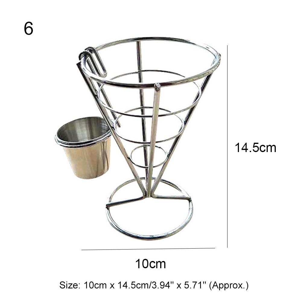 French Fries Basket Stainless Steel Food Storage Rack Snack Icing French Fry Containers Tin Pails Wedding Birthday Party Favors: 6