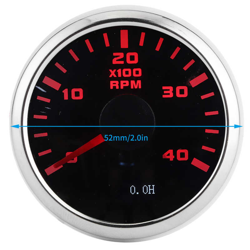Digital Tachometer Gauge 52mm 4K RPM LCD Hour Display Meter Waterproof for Car Yachts Motorcycle ABS Car Tachometer