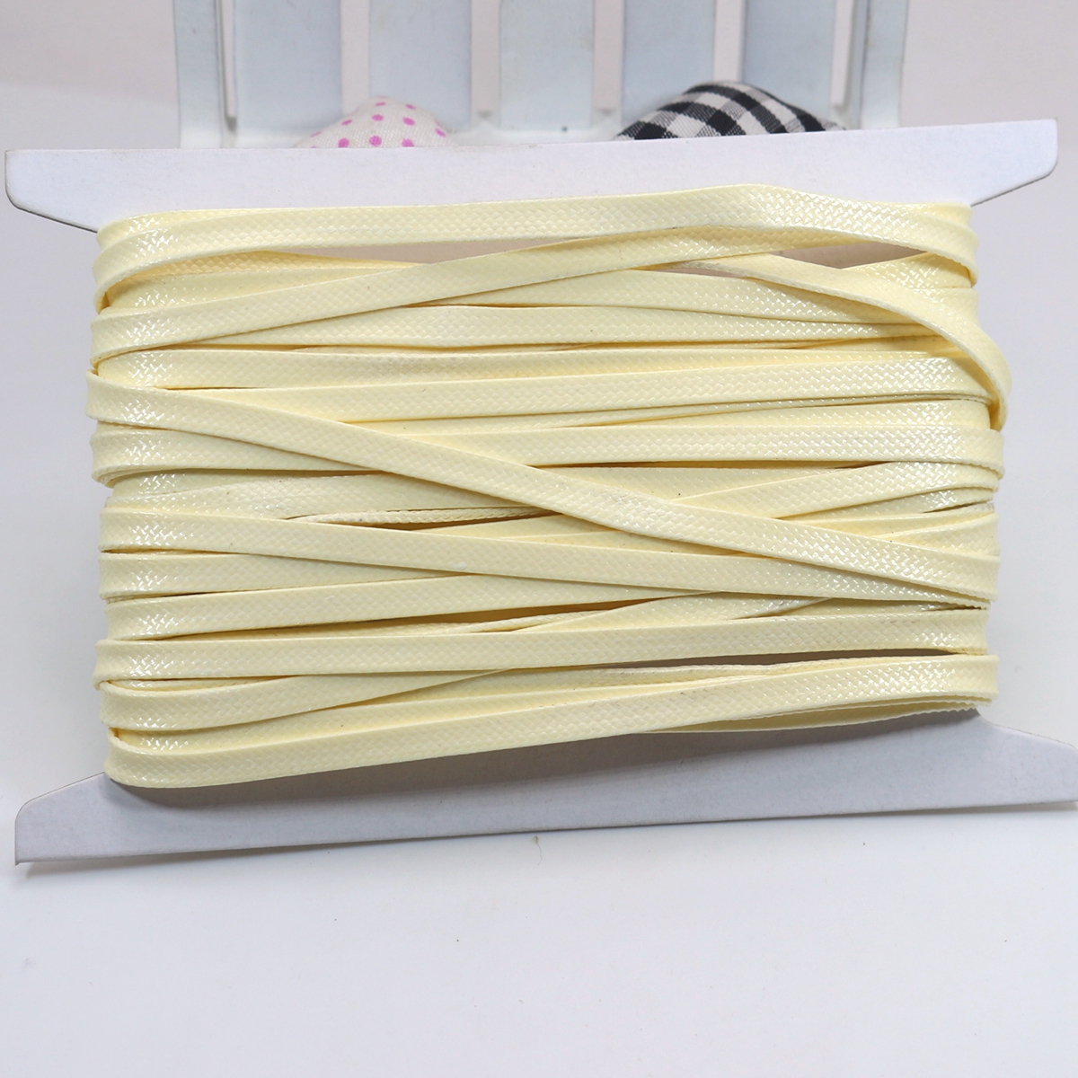 11 Yards FLAT 4mm Korean Waxed Textured Cord Craft Lace String Thread Various: Ivory