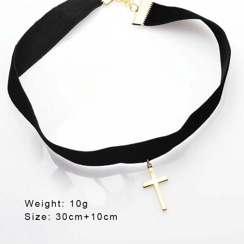 Mode Eenvoudige Zwarte Flanellen Cross Hanger Ketting Vrouwen Wedding Party Choker Sieraden Charmante Dame Sleutelbeen Keten