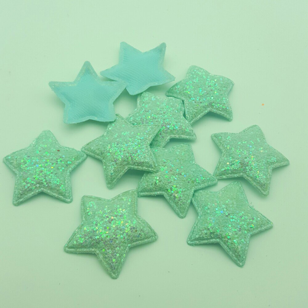 10 stuks snoep knutsel glitter patches schattige sterren haar strik accessoires plak patch voor kleding knutsel patch diy knutselbenodigdheden: Muntgroen