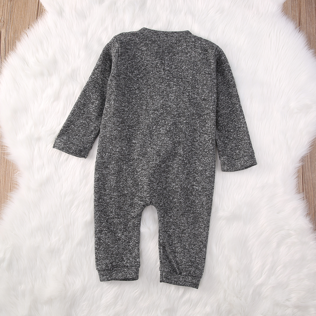 One Piece Baby Autumn Zipper Rompers Grey Cotton Long Sleeve Kids Baby Boys Romper Jumpsuit Clothes Outfits 0-2Y