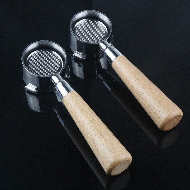 51/54mm Coffee Machine Handle Three Ears Bottomless Stainless Steel Primary Color Solid Wood Detachable Coffee Machine Handle