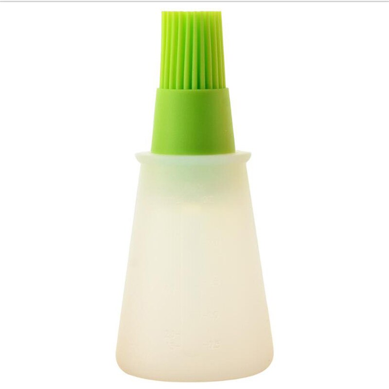 Bouteille d'huile en Silicone Portable avec brosse, brosses à huile pour Grill, huile liquide, pâtisserie, outil de cuisine pour BBQ, 1 pièces: green