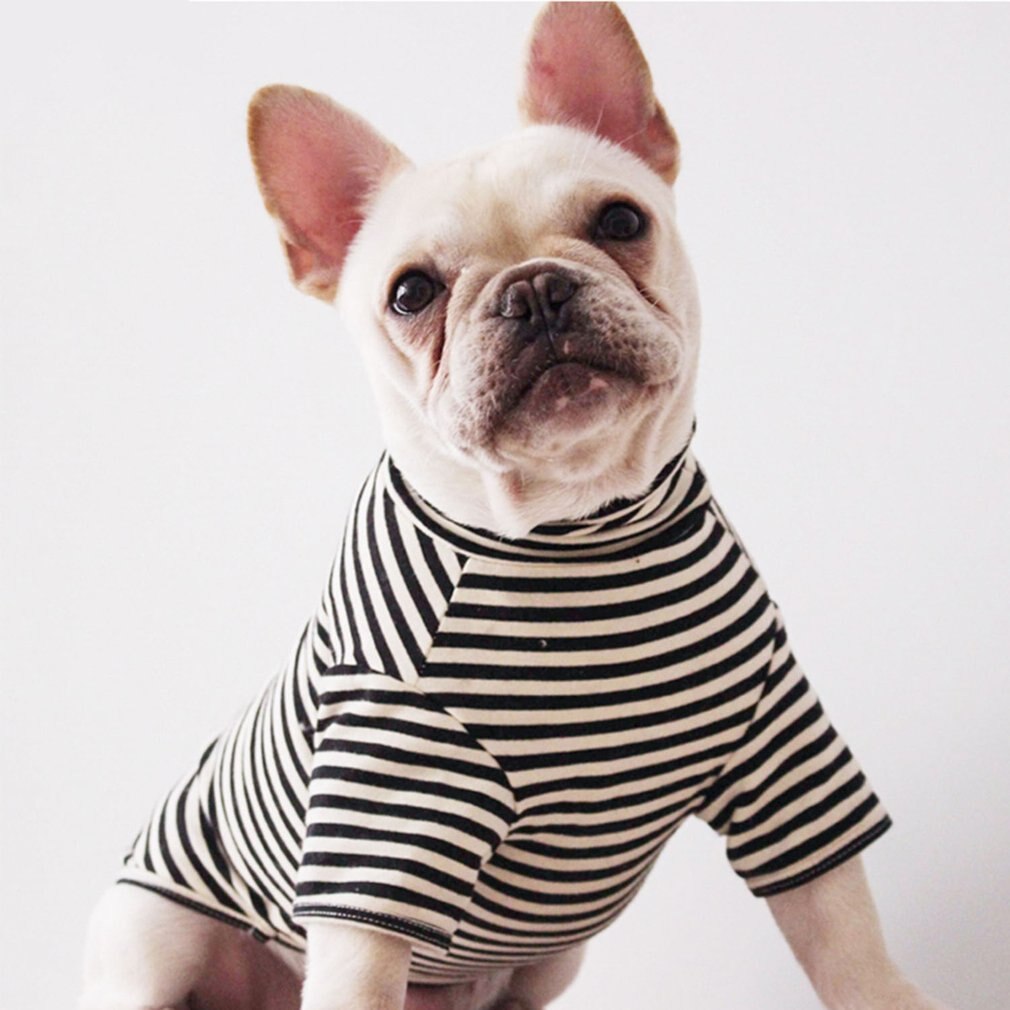 Spring Summer Pet Dog Shirt Striped Short Sleeve High Collar Cotton Shirt Universal Dog Clothes For Most Dogs