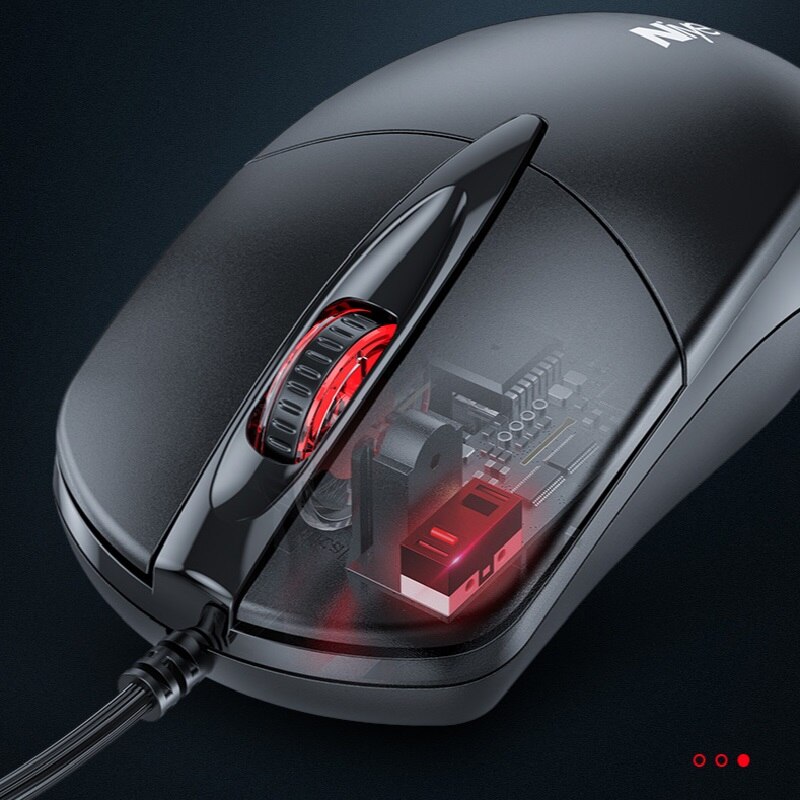 Wired Mute USB Home Silent Office Desktop and Notebook Computer Business Durable Sensitive Pure Black E-Sports Game Mouse