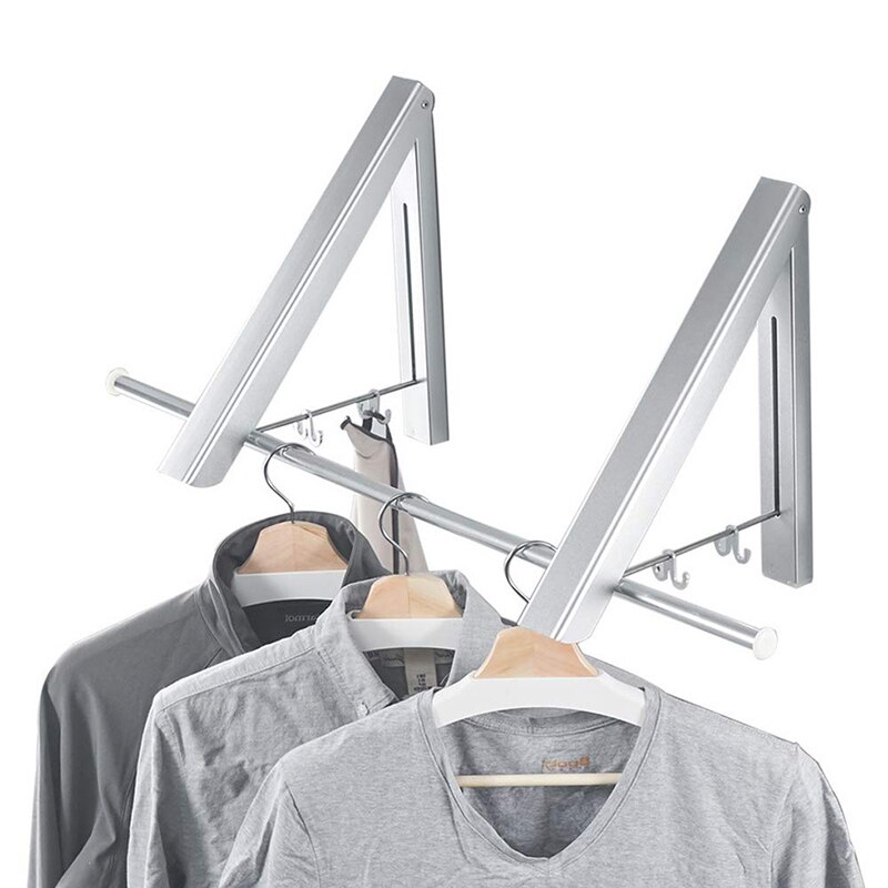 Huishoudelijke Draagbare Vouwen Kleerhanger Muur Gemonteerde Badkamer Droogrek Intrekbare Onzichtbare Kleding Rail Droogrekken