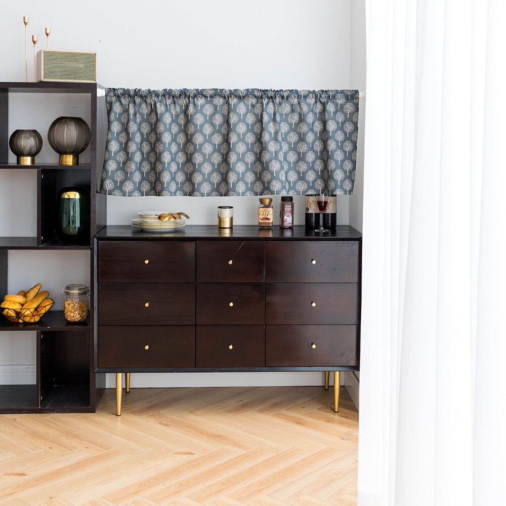 Valance Curtains for Living Room Rose Printing Window Curtain Valances Burlap Cotton Short Semi-Sheer Curtains Window Drapes: Style F