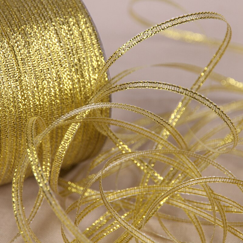 20 Yards 3mm Zilver/Goud Zijde Satijn Lint Party Thuis Bruiloft Decoratie Cadeaupapier Kerstmis Nieuwjaar DIY materiaal