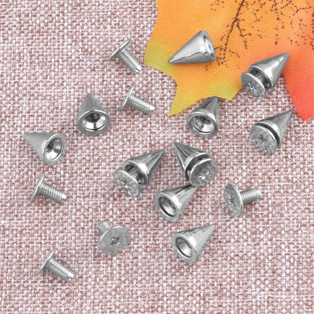 Tachuelas de cono de plata y pinchos para ropa, 10mm, manualidades, remaches Punk geniales para ropa, cuero/bolsa/zapatos, 10 Uds.