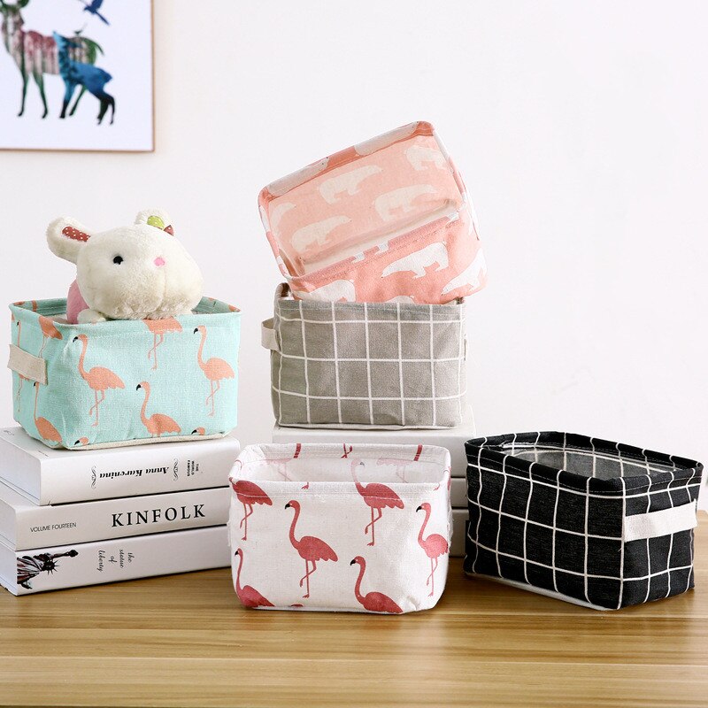 Cartoon Desktop Opslag Mand Leuke Flamingo Waterdichte Organizer Katoen Linnen Diversen Opbergdoos Kast Ondergoed Tas