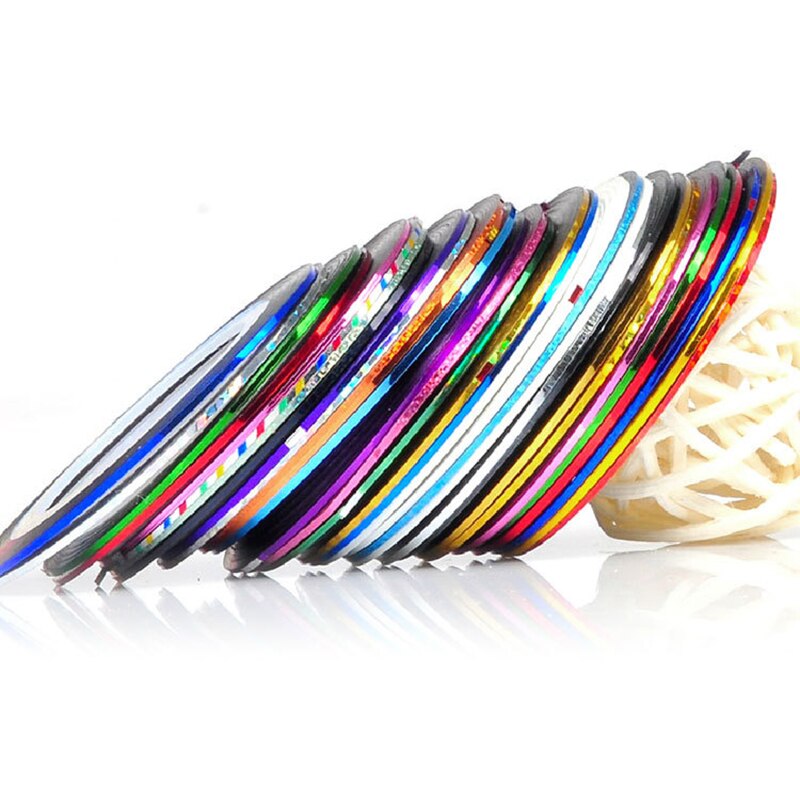 Cinta de líneas de pelado de uñas multicolor, adornos de decoración para uñas, rollo de cintas adhesivas, herramienta de decoración para manicura, 10/20/30 colores
