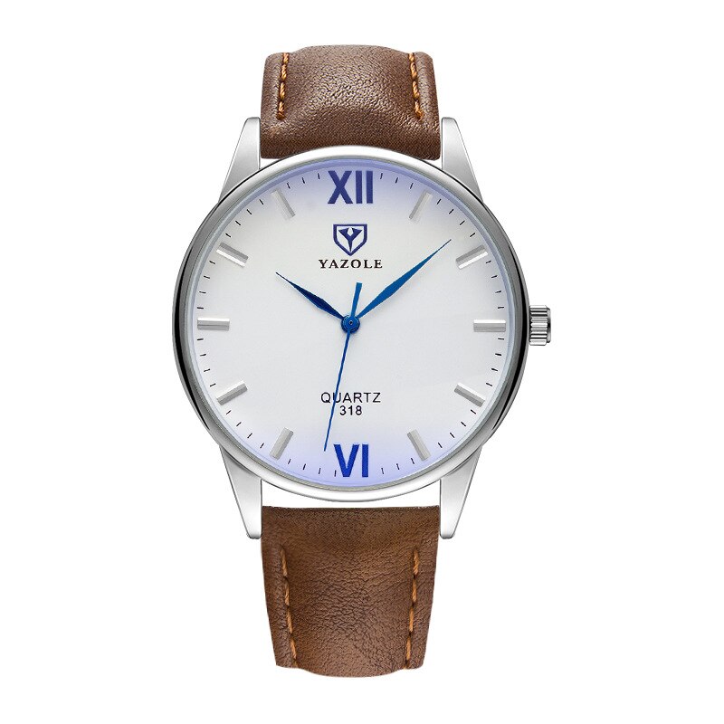 YAZOLE-montre à Quartz pour homme d'affaires, classique chronographe, bracelet en cuir pour homme: white brown