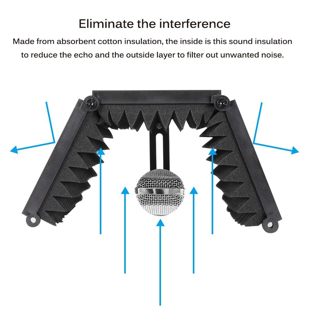 Foldable Studio Microphone Isolation Shield Recording Sound Absorber Foam Studio Soundproofing Pane Panel
