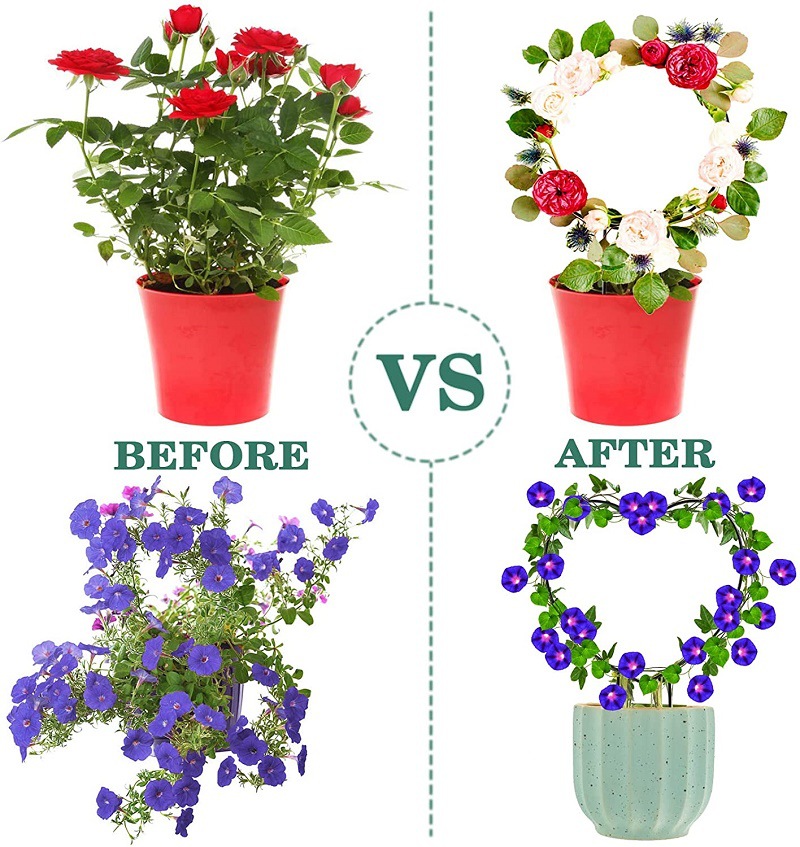 Stativ til 1pc haveplanter, rundt klatrestativ til vinranker, hjerteformet espalier til blomsterplanter, haveindretning