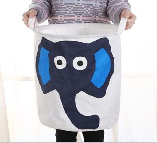 Large animal laundry basket toy storage picnic basket box cotton wash clothes box baby organizer: Elephant