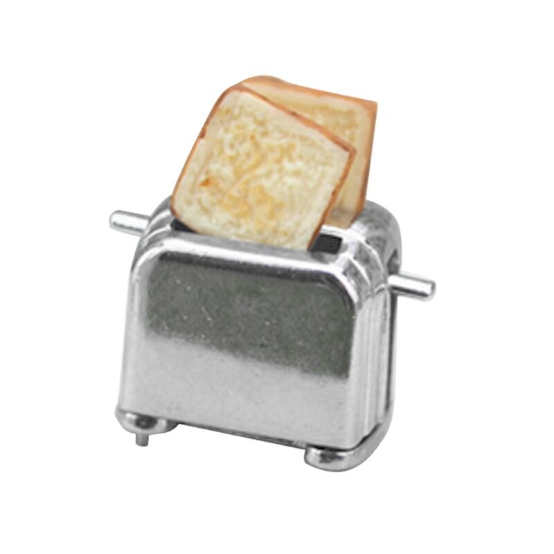Puppe Haus Miniatur Toaster Brot Maschine Mit Toast Küche Kochgeschirr Mini Zubehör Dekor 1/6 1/12 Skala F3mich: Silber