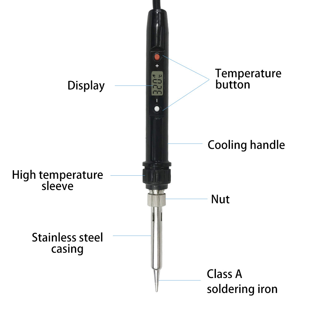 80w elektrisk loddejern justerbar temperatur lcd digital display loddestationssæt svejseværktøj træbrændingsværktøj