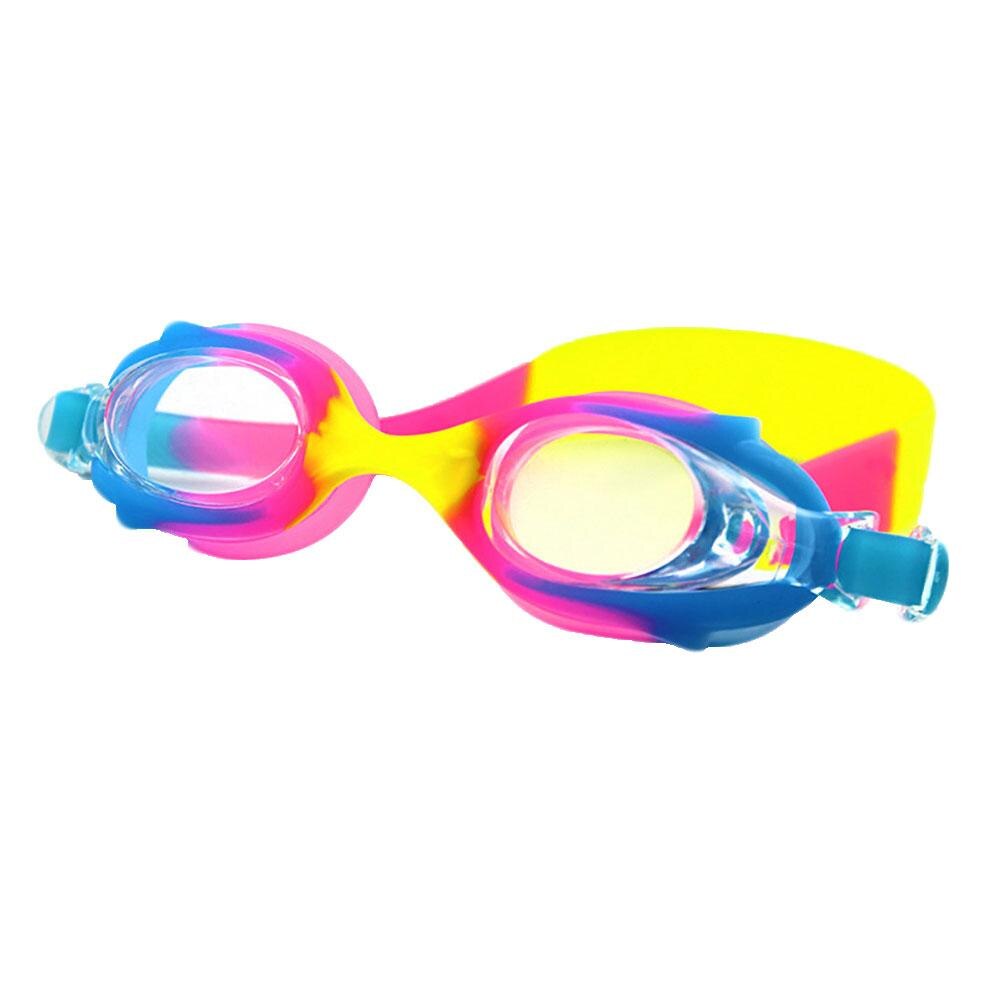 Drenges søde fisk form børn svømmebriller briller vandtæt justerbar silikone rem anti-tåge piges pool beskyttelsesbriller: Lyserød blå