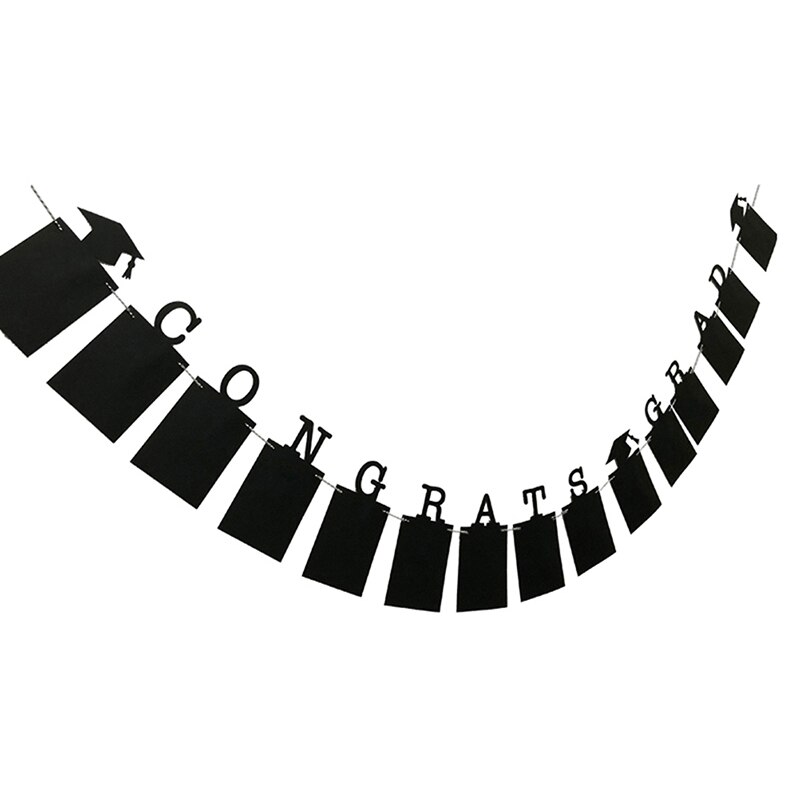 1Pc 3m Congrats Grad Banner Graduation Season Bunting Paper Pull Flag Party Decor