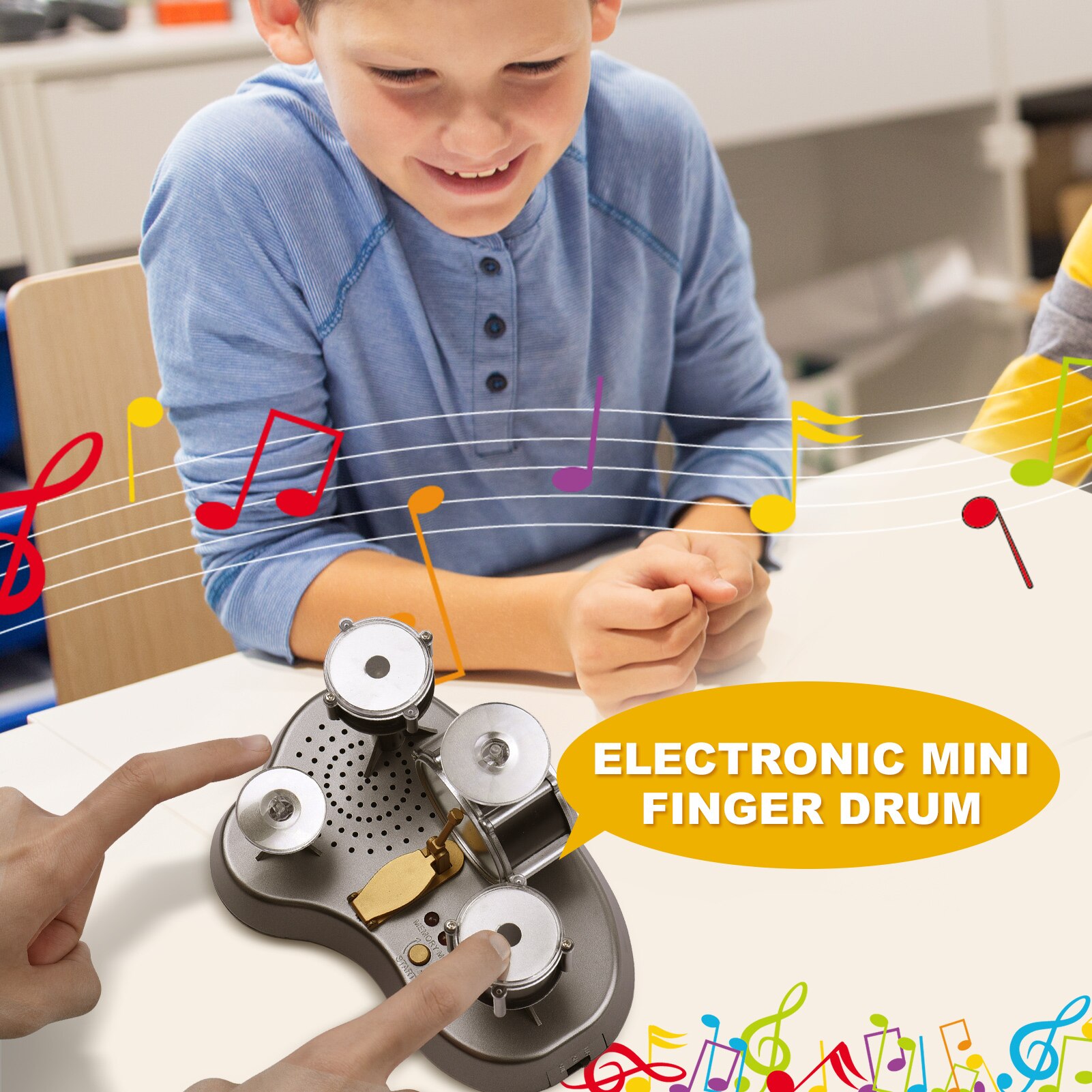 ! Mini tambour à doigt électronique, avec sons et lumières, Instrument de musique à Percussion, pour garçons et filles