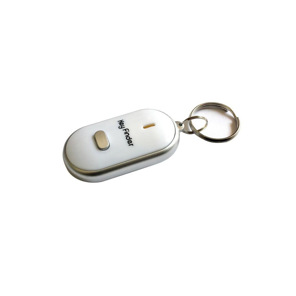 Llavero con localizador de llaves, silbato antipérdida inalámbrico, luz LED de sonido controlada, Control de sonido, llavero electrónico: White