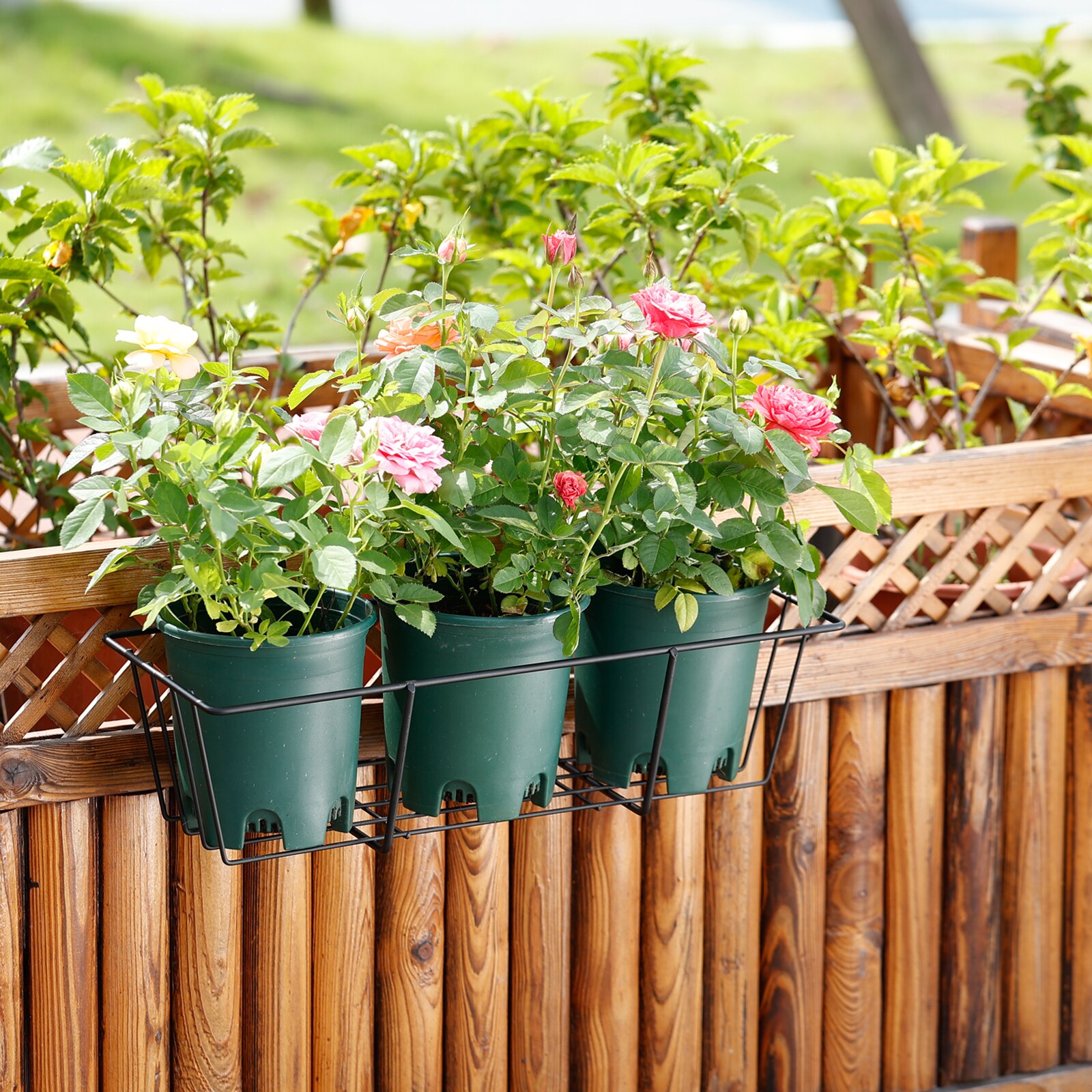 Balcony Flower Box Holder Hanging Railing Planter Brackets Patio Deck Plant Pot Container Garden Home Decoration