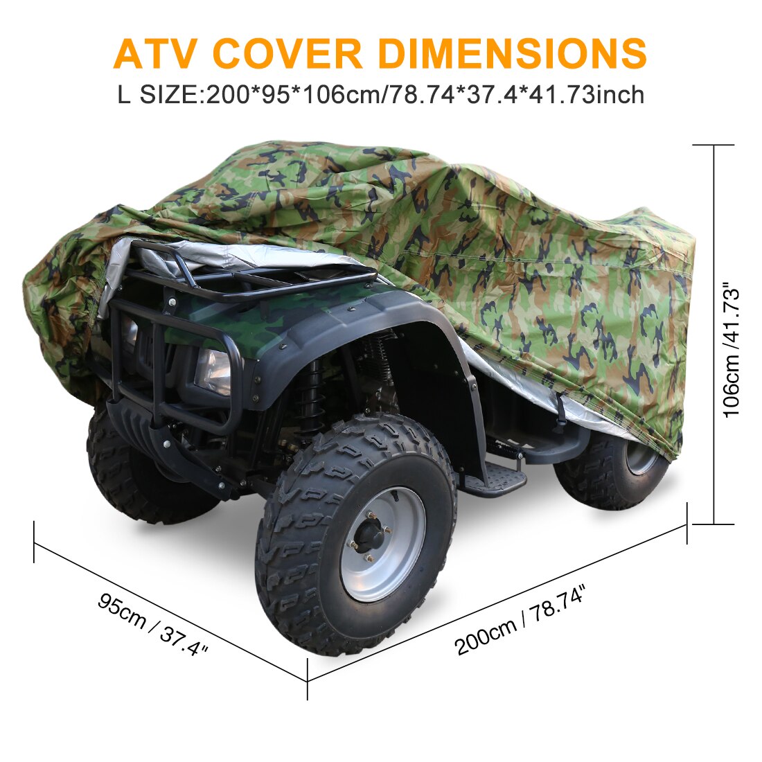 Uxcell Camouflage Quad ATV Cover Waterproof Snowproof Dust Anti-UV Protector Universal Quad Bike ATV Cover Case M L XL 2XL 3XL: L-200x95x106cm