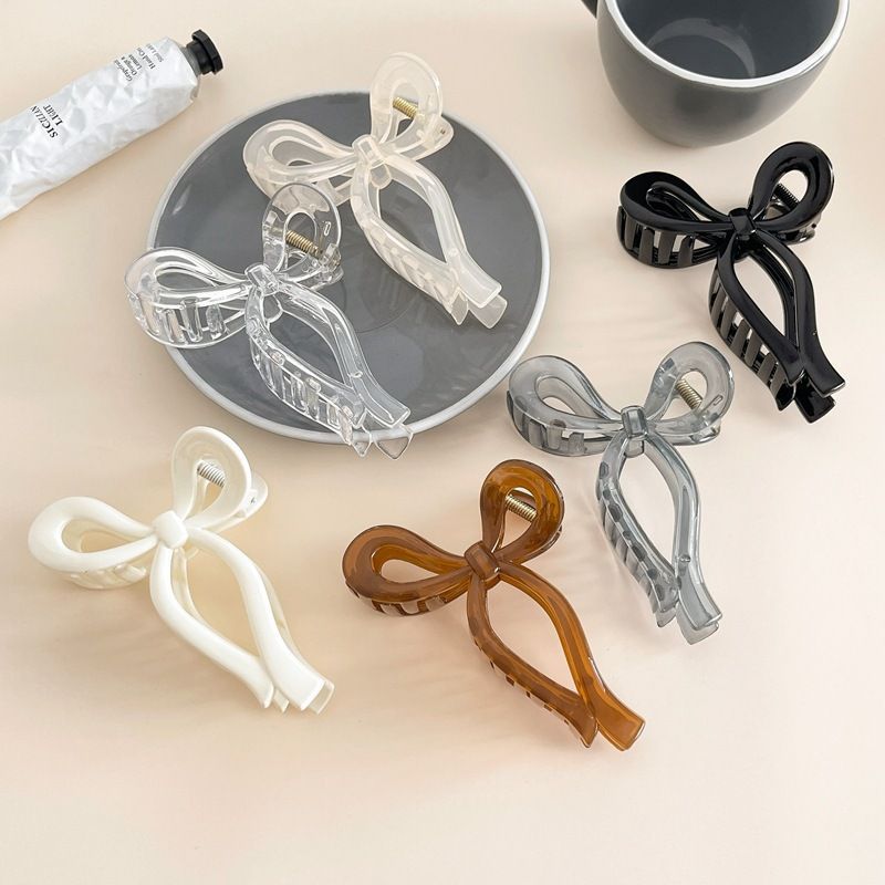 Lazo de cola de caballo, garra grande para el cabello, accesorios para el cabello de cangrejo para mujer, pinzas para el cabello con lazo acrílico sólido, horquillas, pasadores para niñas, diademas