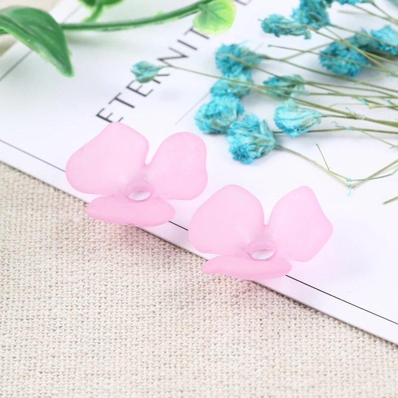 10 stuks 15 kleuren acryl 22mm blad bloemblaadjes bloem mat acryl spacers kralen voor haar bruiloft oorbellen diy maken accessoires: L-paars