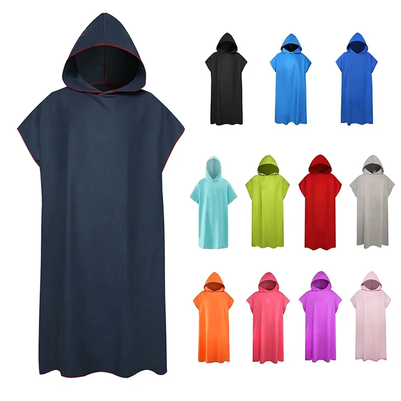 Microvezel badjas met capuchon voor heren en dames, snel drogend, voor zwemmen, strand, reizen, wisselen van kleding, badhanddoek, surfponcho, sauna, spelen