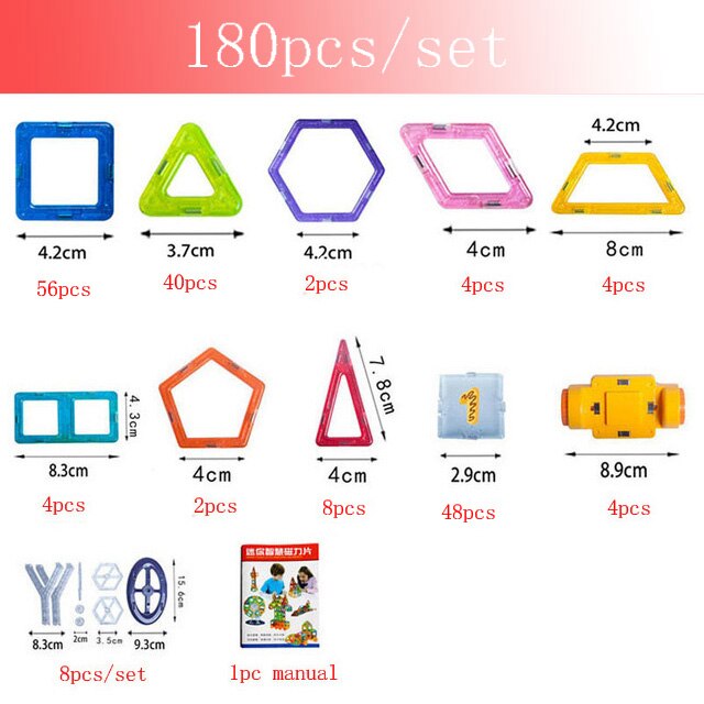 30-180 stks/set Mini Magneet Speelgoed Bouwstenen Magnetische Constructie DIY Educatief Blokken Speelgoed Spelletjes Voor kinderen: 180 pieces