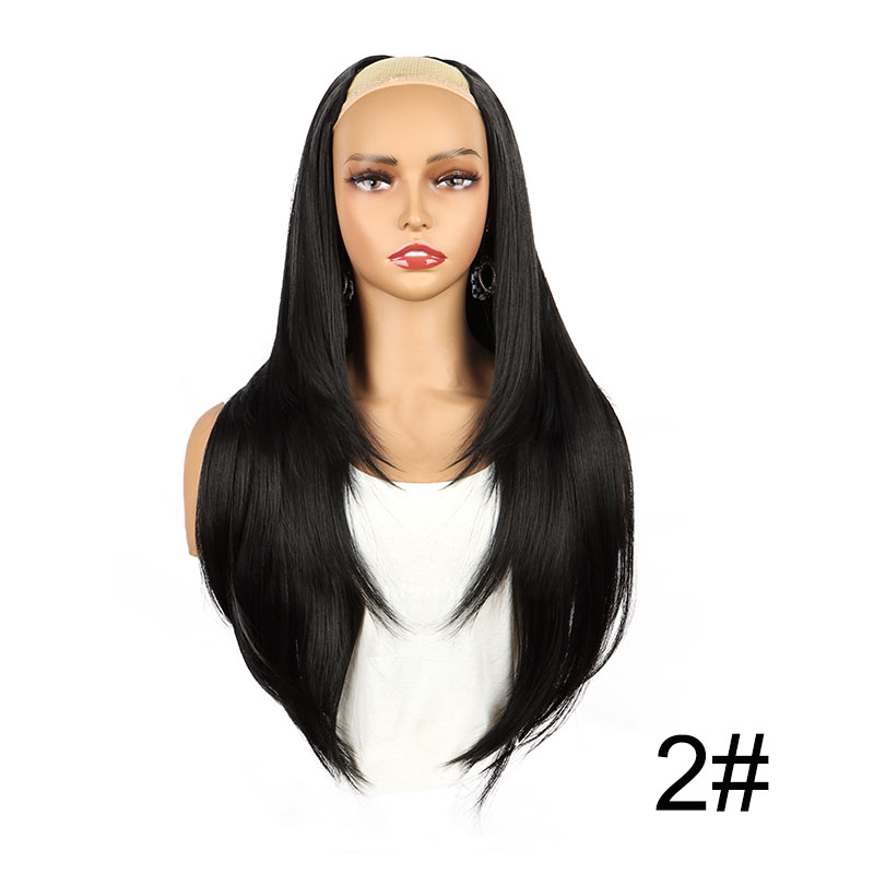 Peluca WIGSIN de 22 pulgadas sintética en forma de V en capas, 4 Clips, extensión de cabello largo y liso, peluca Invisible de para mujer: #5