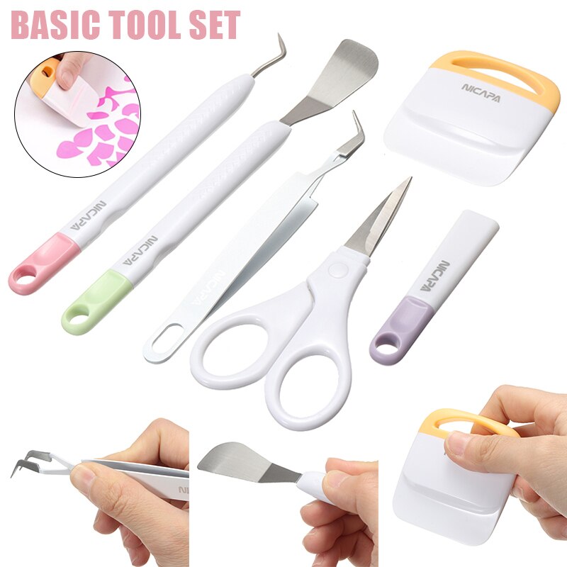 Basic Tools Set Scissors Tweezers Hook Scraper Spatula for Cricut Maker Explore One Air 2 Vinyl Weeding Art