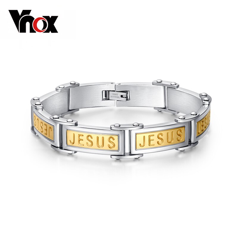 Vnox Mode Jesus Armbanden Armbanden Rvs Mannen Goud-kleur Sieraden