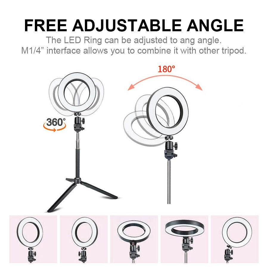 Mamen 33/26cm ringlamp met standaard voor telefoon, dimbare led selfie ringlamp met statief, usb selfie licht fotografie ringlamp