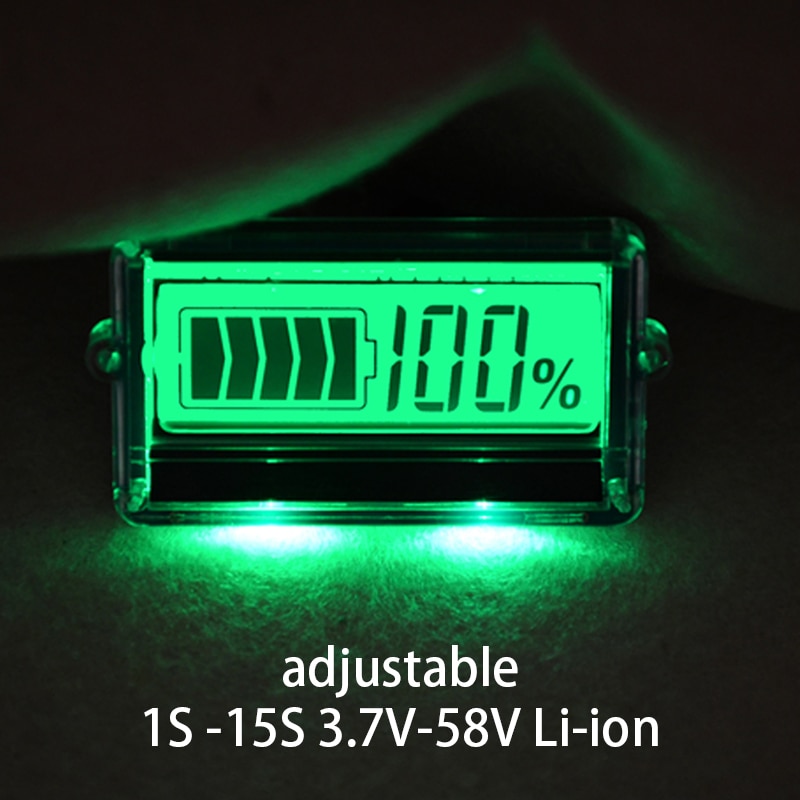 TH01 LCD 1S 2S 3S 4S 5S - 15S Lithium Battery Capacity Indicator Green Display Lipo li-ion Adjustable Remaining Detector Tester