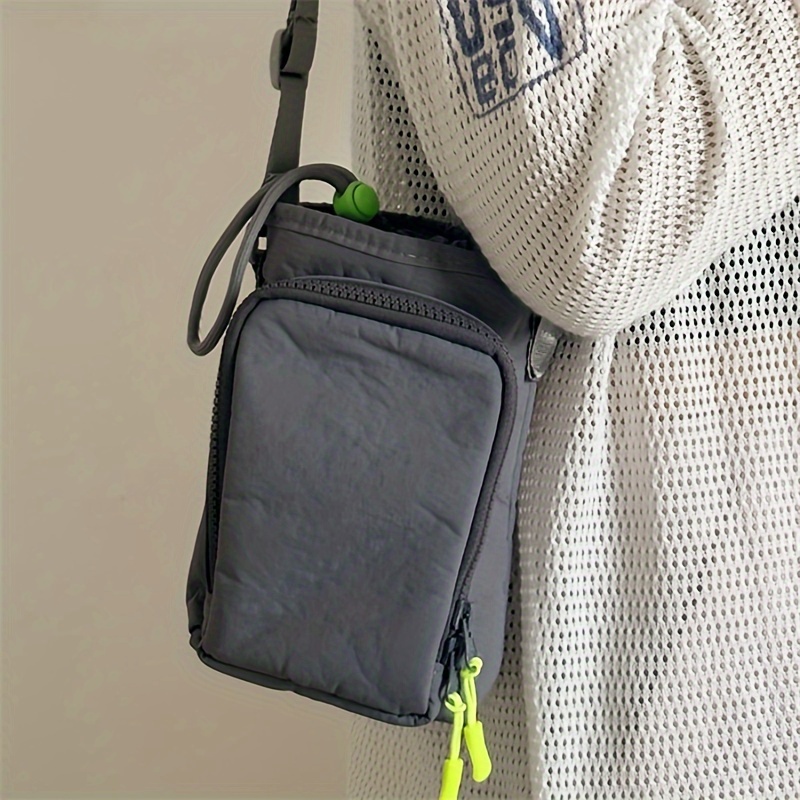 Mobile Phone Bag Crossbody Shoulder Water Bottle Bag Waterproof Yoga Bag Running Sports Outdoor Portable Bag: Khaki