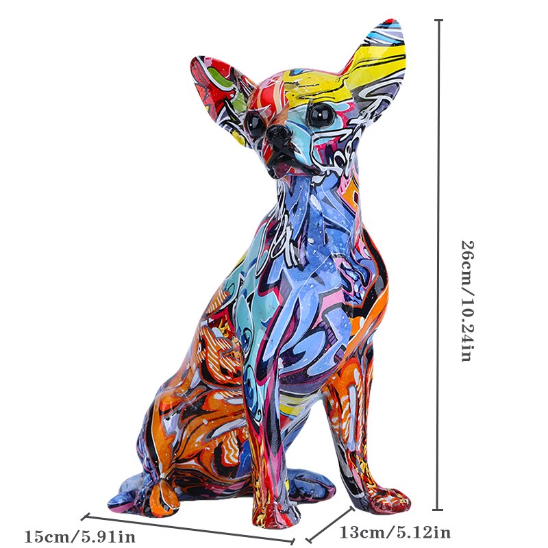 Enkel färg bulldog chihuahua hund staty vardagsrum prydnader hem ingång vin skåp kontor dekorer harts hantverk: Default Title