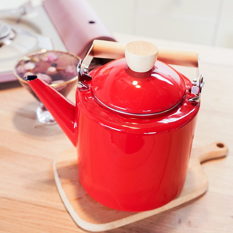 2L Emaille Wasserkocher Teekanne Kaffeekanne Kochen Werkzeuge Gerade Kräutertees Teekanne Induktion Herde Hohe Weizen Topf