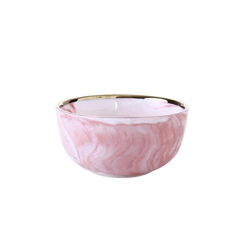 Plato cerámico rosa de mármol, 1 Uds., plato para comida, arroz, ensalada, fideos, Bol, sopa, plato de porcelana, juegos de vajilla, herramienta de cocina