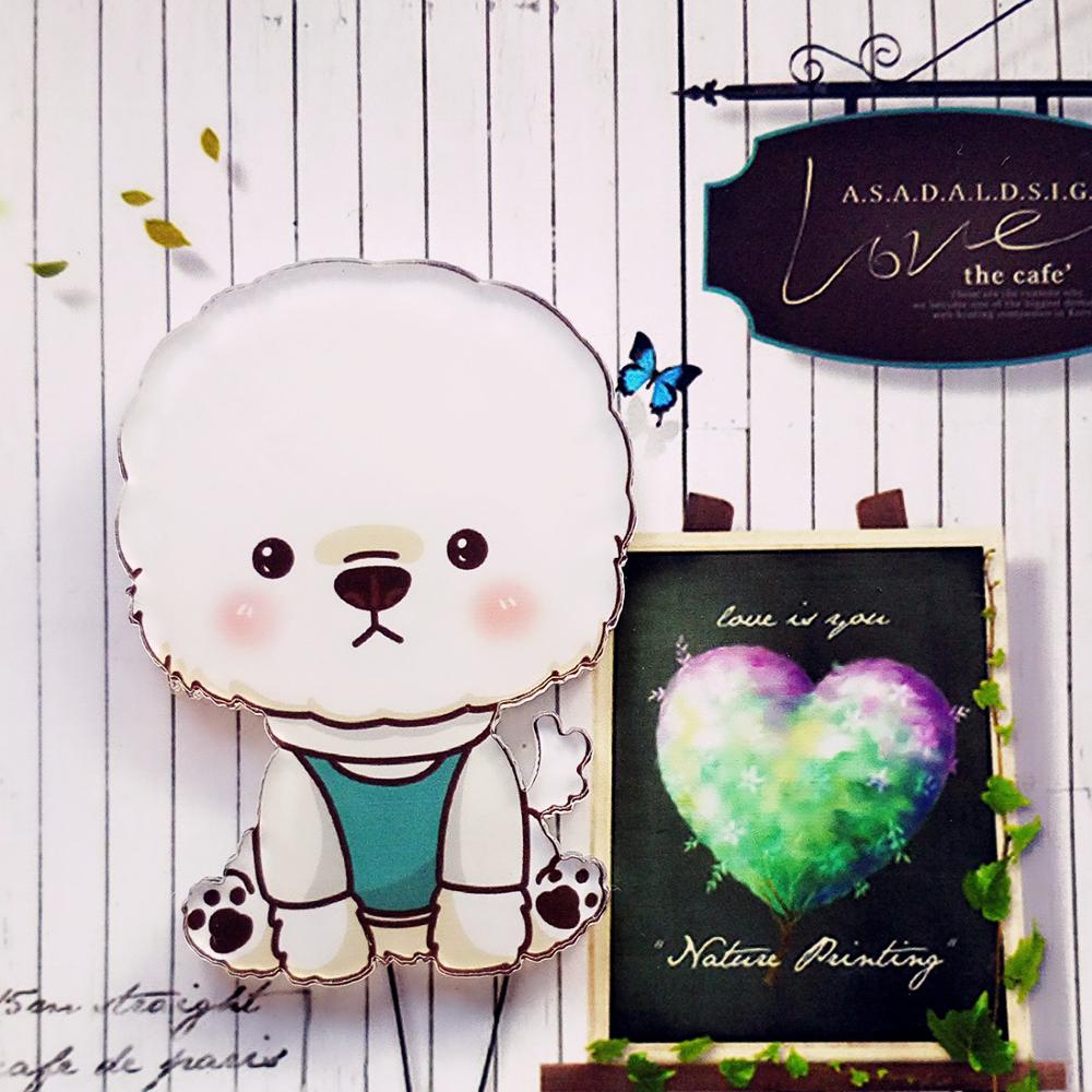 1Pcs Mooie Hond Dier Broche Badge Acryl Cartoon Pin Voor Decoratie Op Zak Muts Sjaal Kids Party