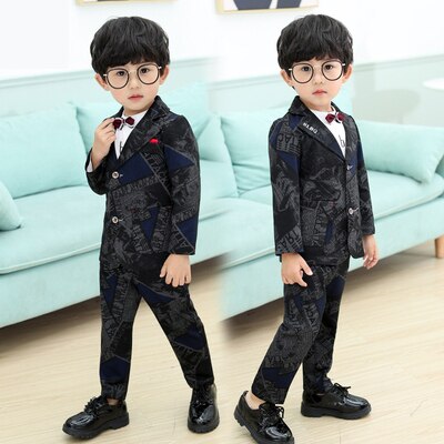 Little Boys Suits 3 Pcs Children's Formal Suit Coat + Pants + Shirt Baby Kids Casual Dress Clothes P169