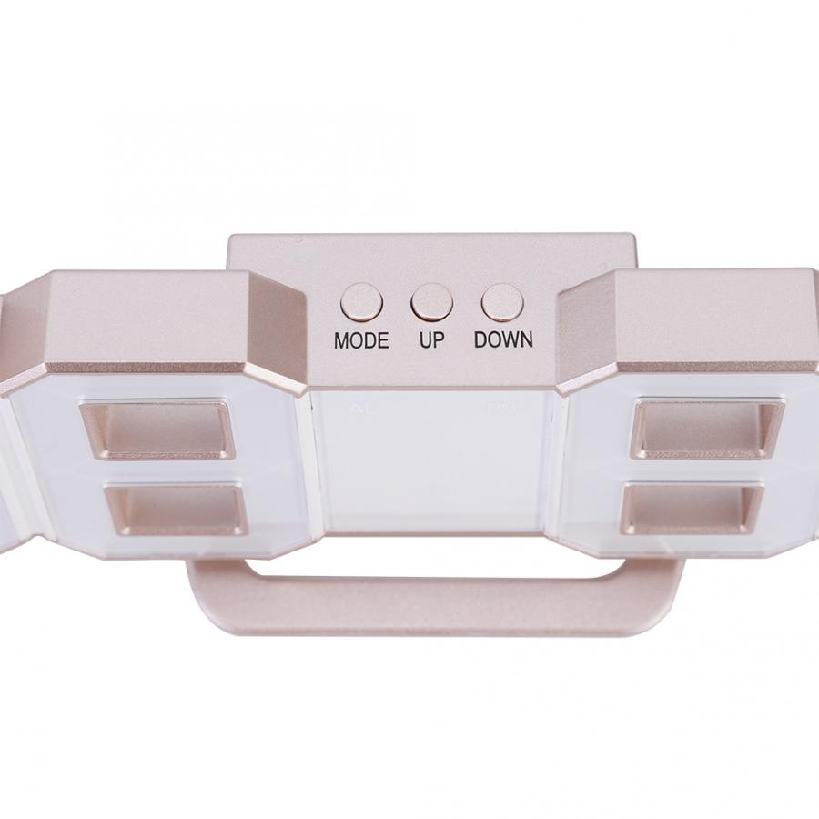 LCD Digital Clock Number Clock Hanging Digital Clock Desk Alarm Clock with Golden Shell for Home Decoration Bedroom Desk Clock