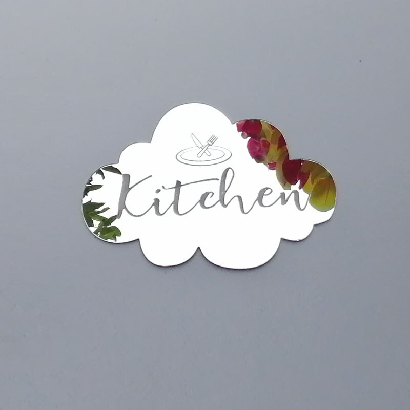 Acrylic Mirror Kitchen Sign Label Home Decor Wall Door Sticker Party Event Indication Sign For Guest: silver C