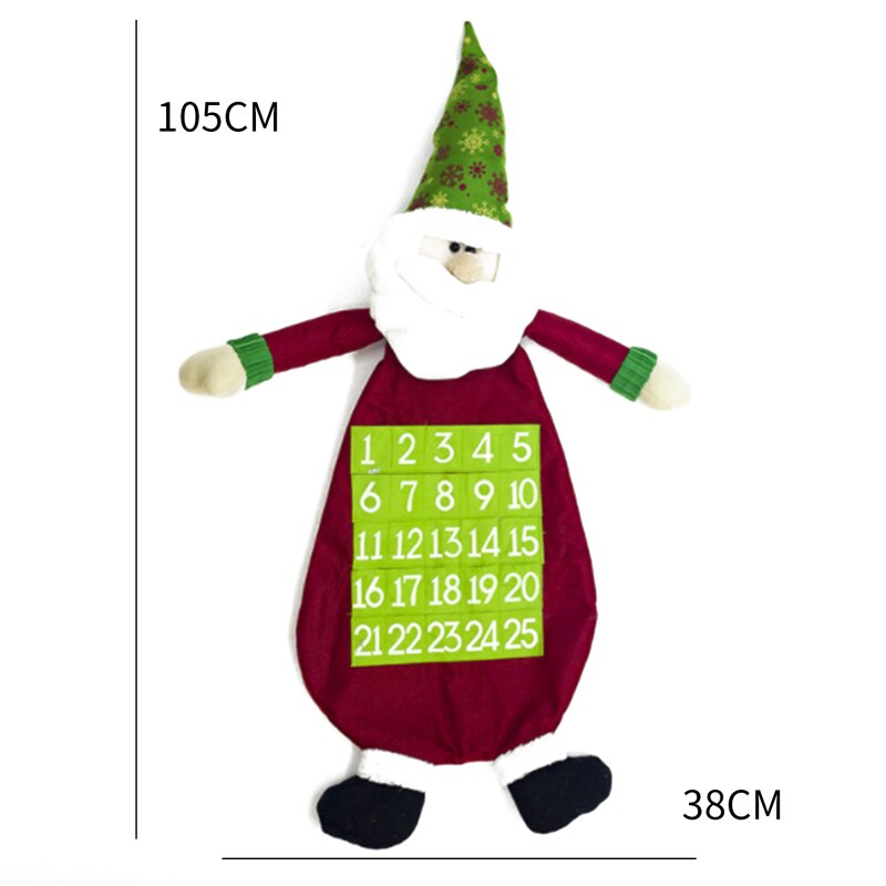 Felt Christmas Advent Calendar with Pockets Wall Hanging Santa Felt Advent Calendar 25 Days Countdown Calendar for Home Decor